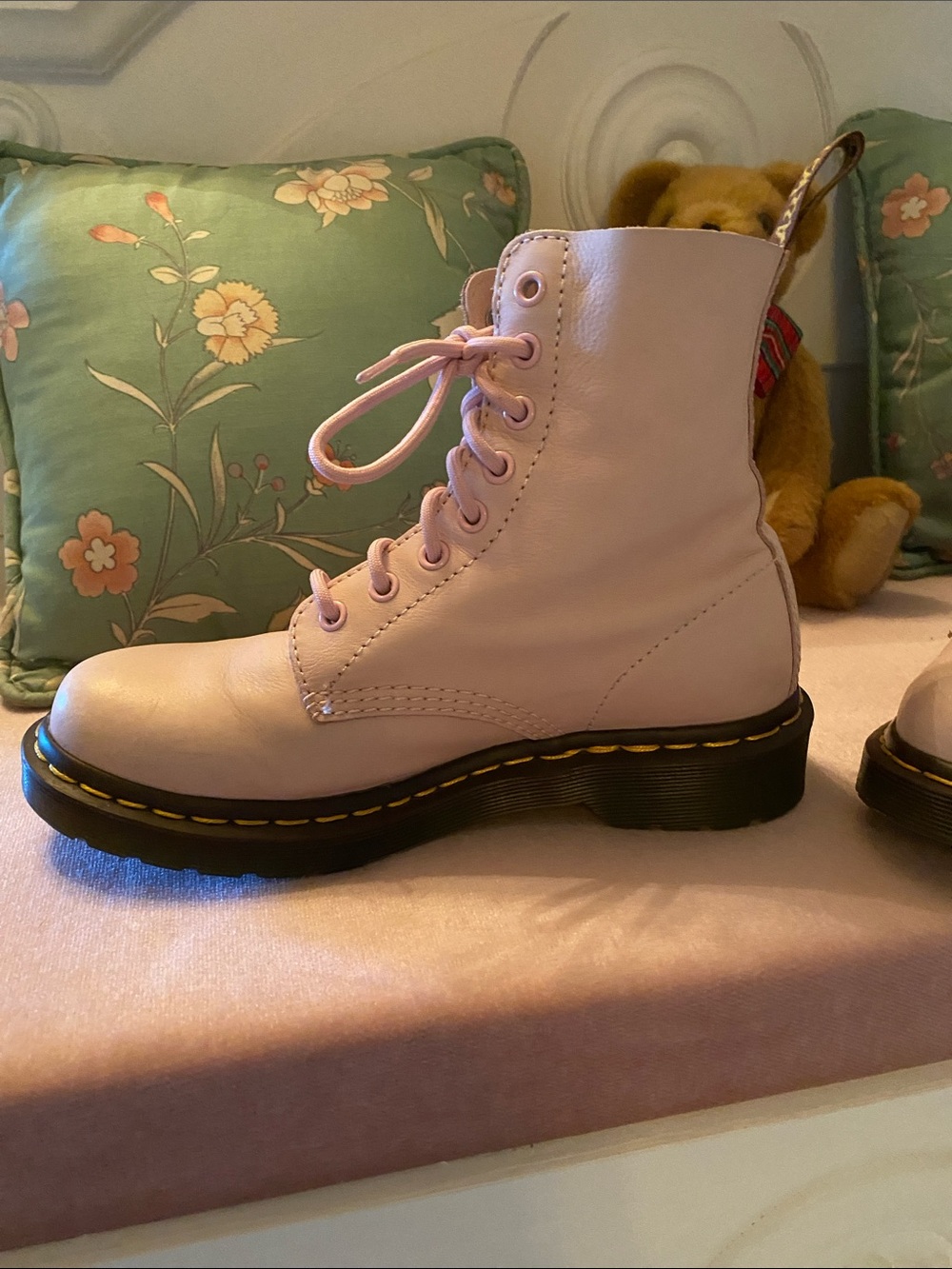 Dr. Martens Light Pink 8-Eye Lace-Up Boots